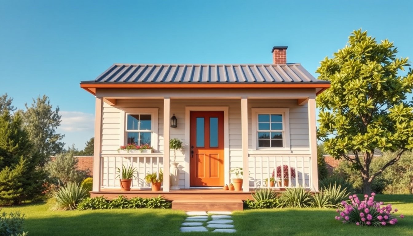 Discover the Enchanting Pre-Fab Tiny House with a Cozy Front Porch and Charming Dutch Door